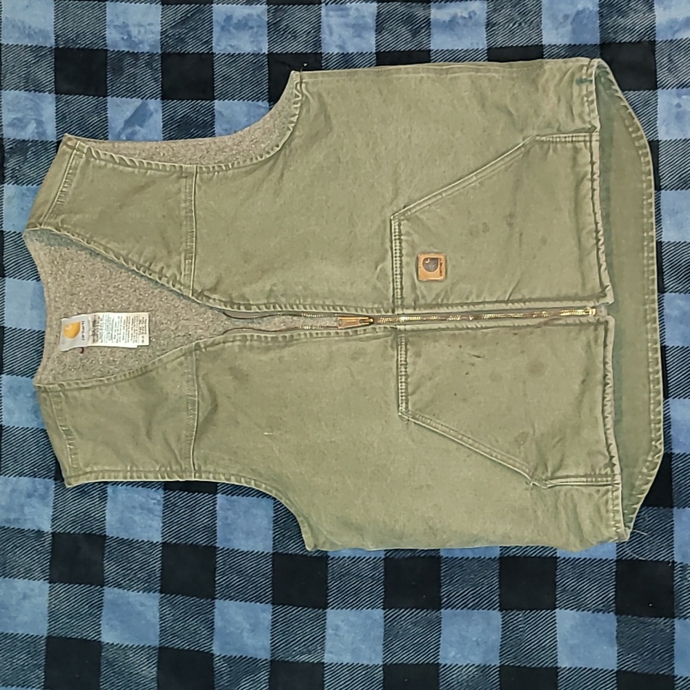 Vintage. Carhartt. USA Components. Zip Vest. Fleece-lined.  Men's size LT